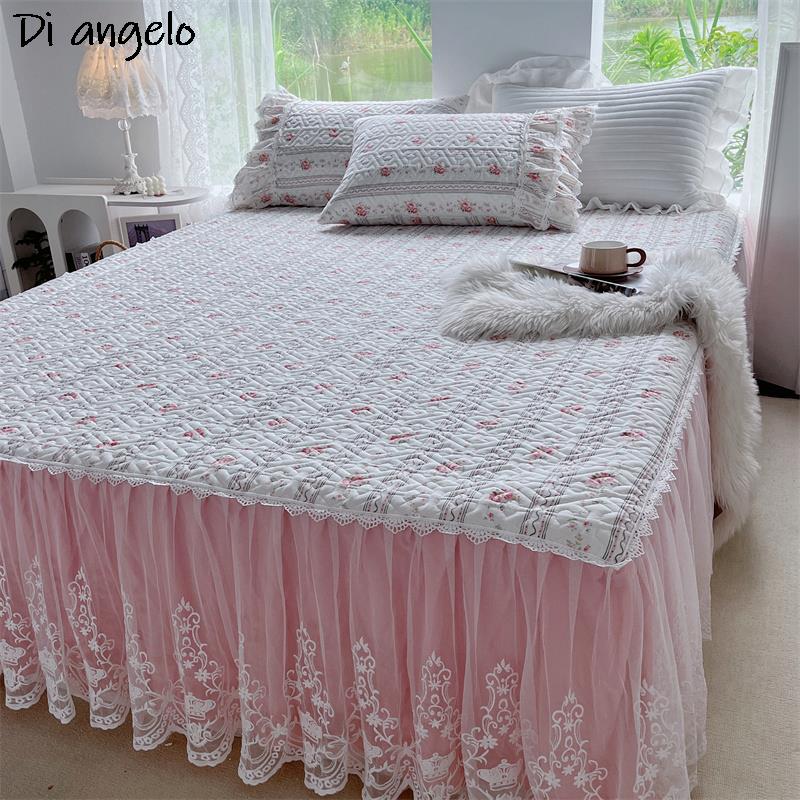 Embroidery Quilt Cover - Saia de cama acolchoada espessada bordada