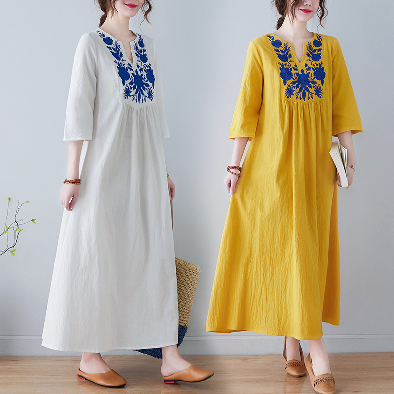 Embroidery Skirt - Novo Vestido Midi de Algodão e