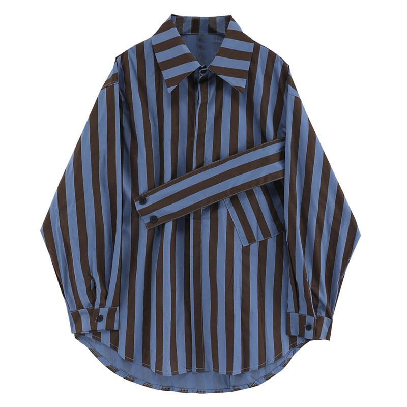 Embroidery Online - Camisa listrada coreana com personalidade amétrica,