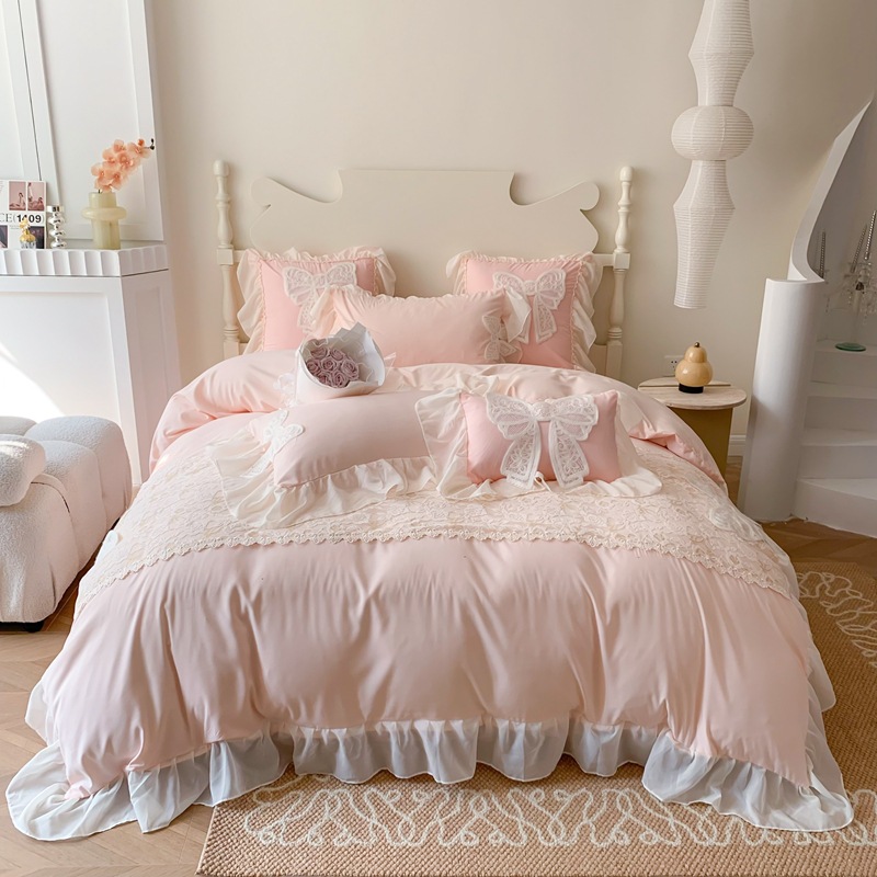 Embroidery Quilt Cover - Tridimensional bordado estético renda lavada algodão