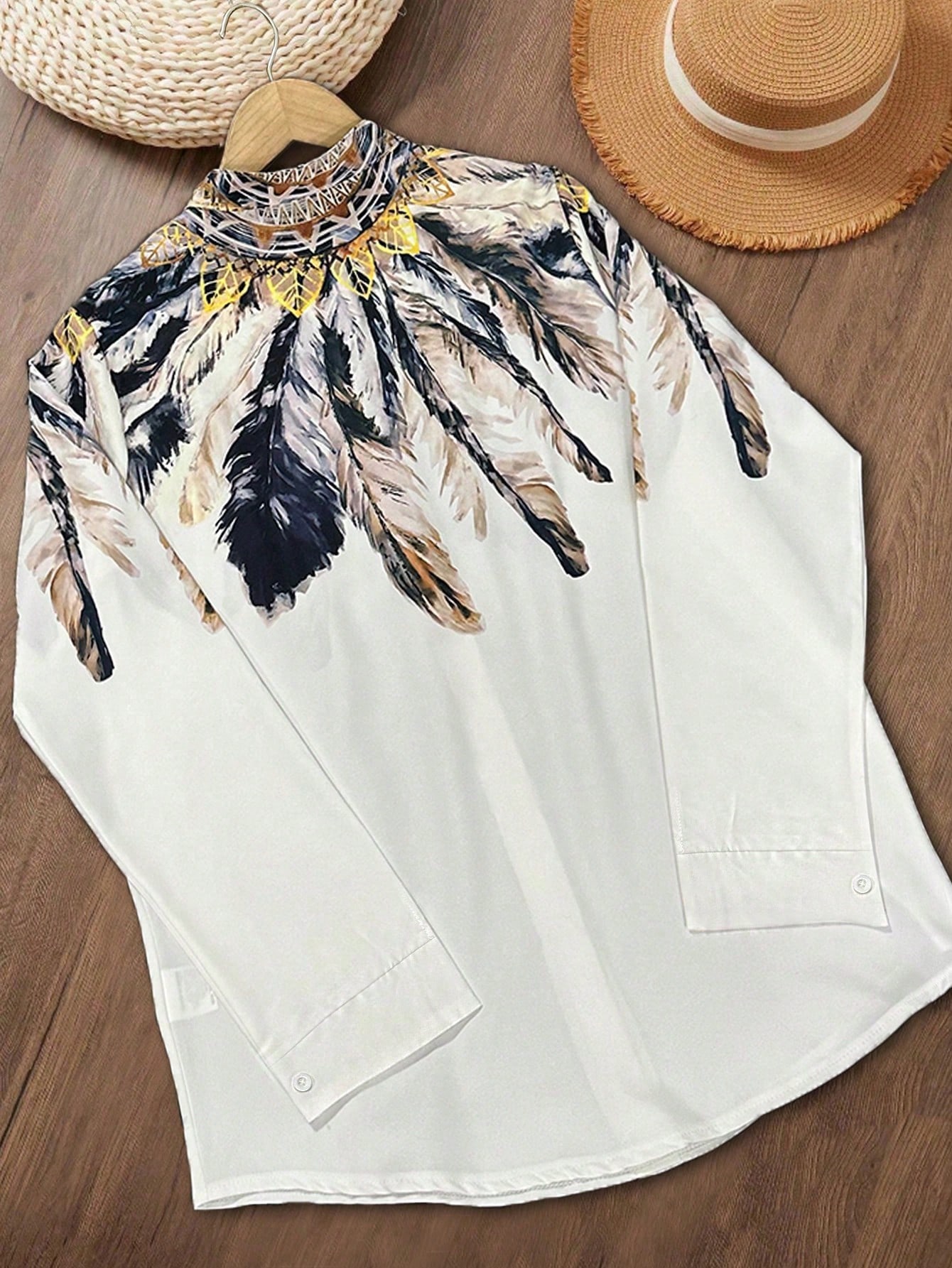 Camisa feminina de manga compr - Embroidery Online avaliação e preço